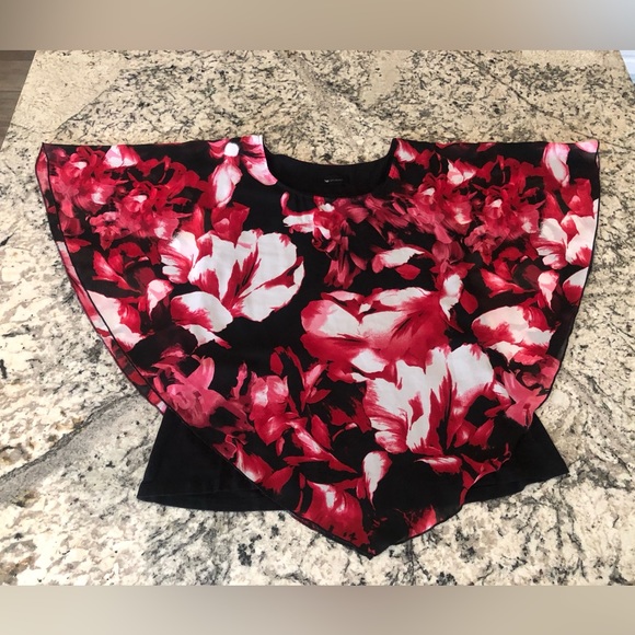 AB Studio Shear Floral 3/4 Length Angel Sleeve Blouse w/Tank Top Women’s Size XL - Picture 5 of 16